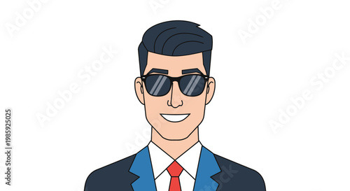 Stylish man in sunglasses smiling portrait with copy space vector illustration