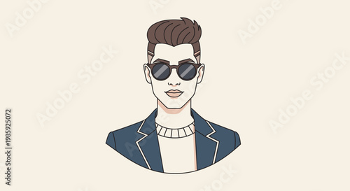 Stylish man wearing sunglasses digital illustration modern fashion concept