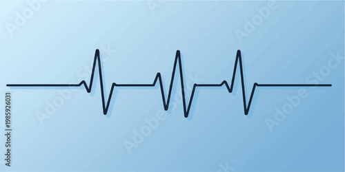 A medical illustration of a red heart shape formed by a rhythmic ekg heartbeat line on a monitor graph representing a cardiology pulse rate wave for healthcare diagnostic monitoring