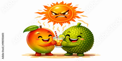 Funny apple cartoon character in autumn harvest style with Halloween and Thanksgiving fruit illustration, vector cute smiling apple with fall leaves and pumpkin theme