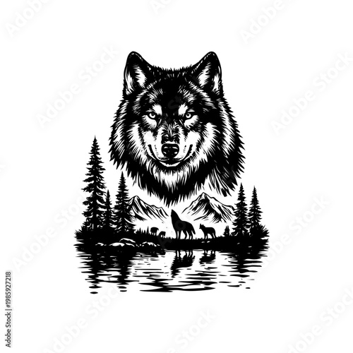 wolf  silhouette vector