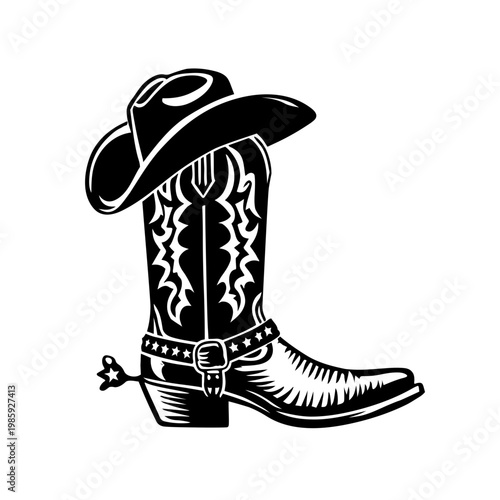 vector illustration of a hat and cowboy boots 