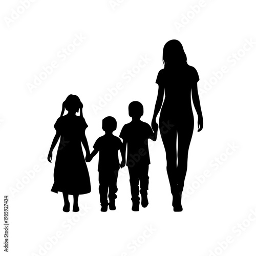 family silhouette vector