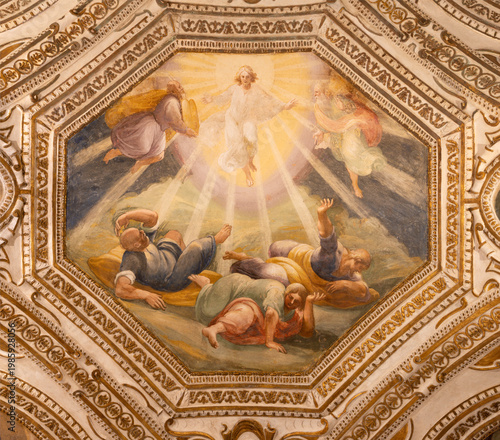 Salerno -  The ceiling fresco of Transfiguration in the crypt of Cathedral of...