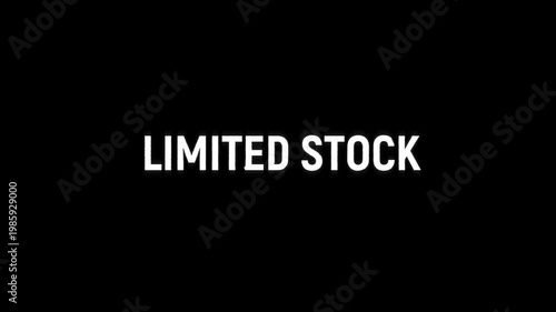 limited stock glitch text title animation 4k for hot deal product launches on black green white background. new release limited stock marketing promotion advertisement