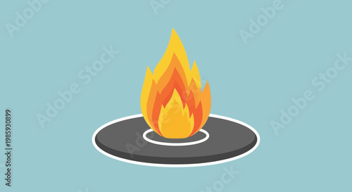 A flame burns brightly on a circular gray surface on Memorial Day.