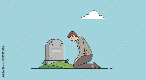 Man kneels at Confederate Memorial Day monument on a somber day