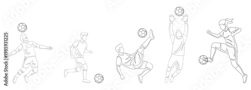 Vector illustration of soccer players in various poses