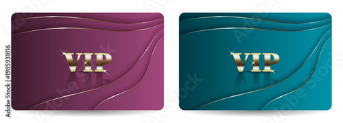 Two VIP cards in vibrant turquoise and dark pink