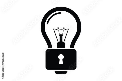 Light bulb lock icon innovation security and intellectual property concept