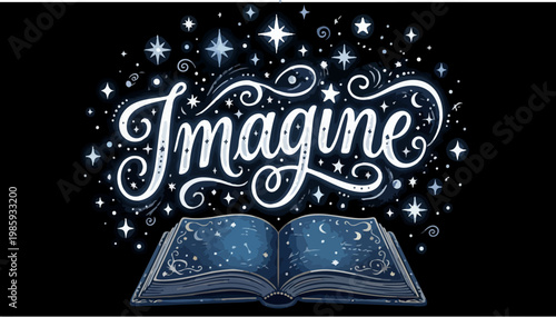 Open Book with Sparkles Imagine.
