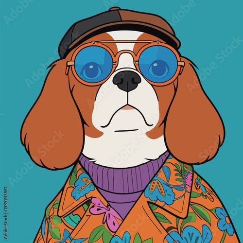 Stylish Cavalier King Charles Spaniel Illustration