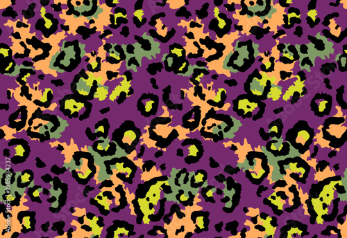 Seamless leopard fur pattern. Fashionable wild leopard print background. Modern panther animal fabric textile print design. Stylish vector color illustration