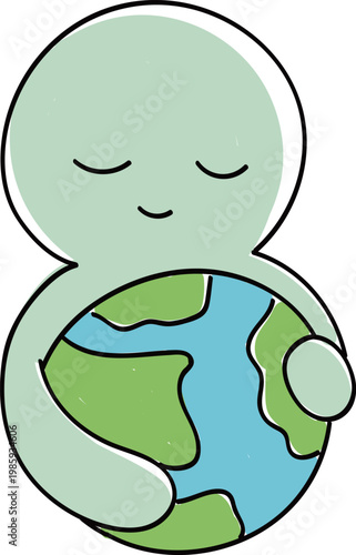 Person Hugging Earth Globe for Environmental Protection Concept