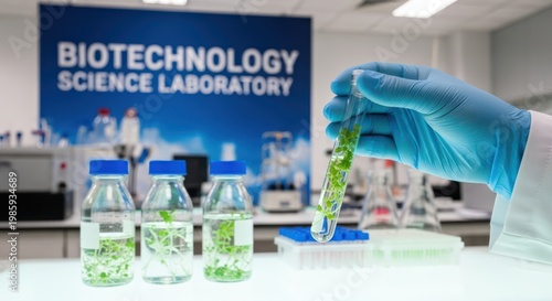 Biotechnology laboratory scientist working.