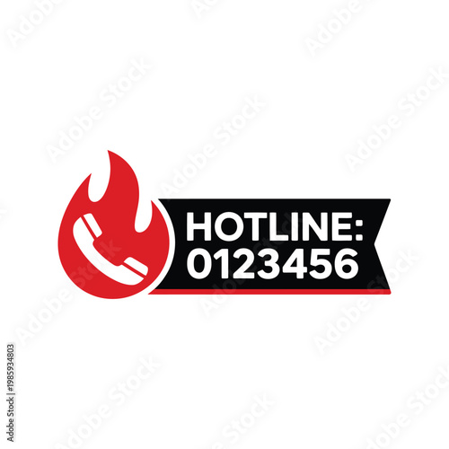 A fiery hotline graphic featuring a telephone and a six digit number