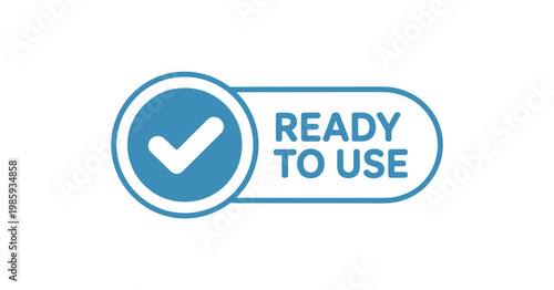 A blue rounded rectangle displays a white checkmark and the text ready to use