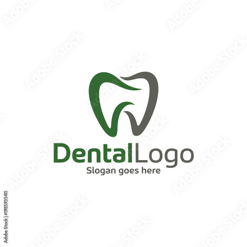 Stylized dental logo featuring a tooth graphic and text elements below