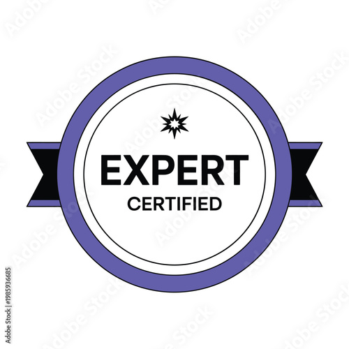 A circular badge reads expert certified with a star and ribbon design