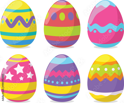 Colorful easter eggs clipart illustration