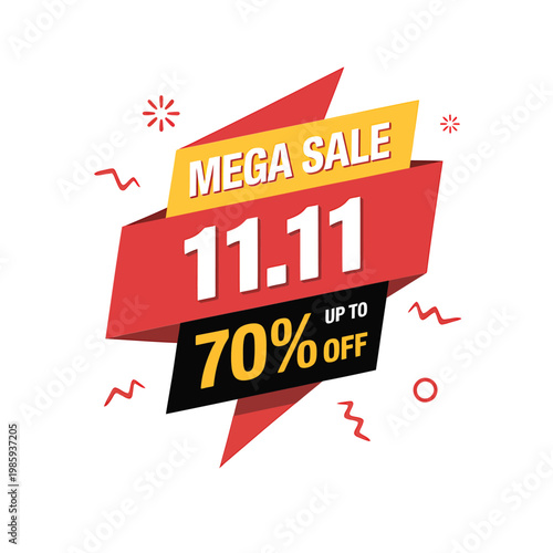 A vibrant mega sale banner advertising discounts for 11 11 singles day