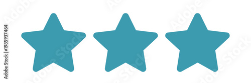 Three teal stars are aligned horizontally against a white background