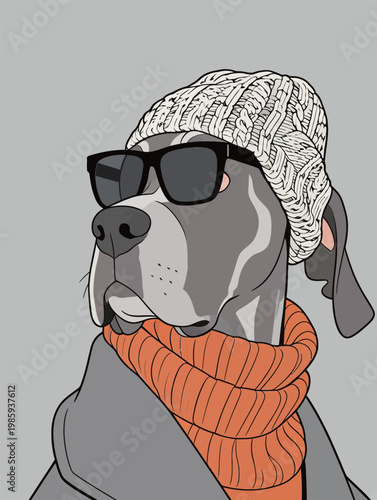 Stylish Great Dane Dog in Fashionable Outfit