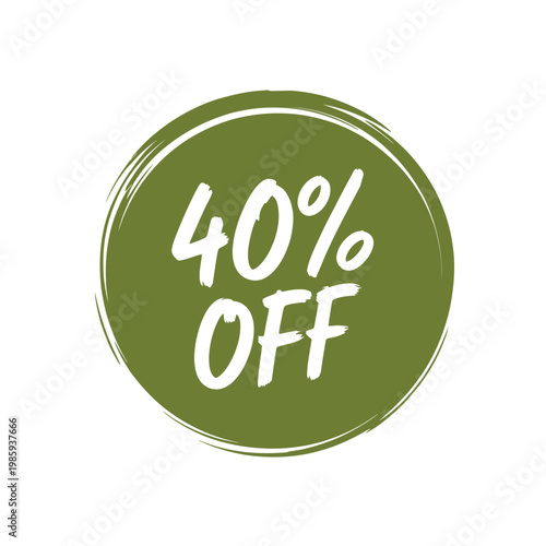 A green circular graphic announces a forty percent discount offer
