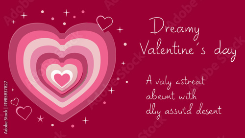 Dreamy valentine's day heart layers pink background sweetheart design love symbol romantic graphic