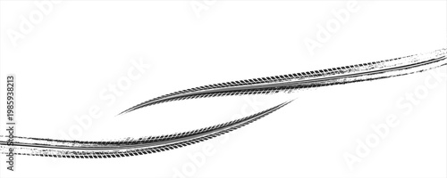 Tire tread marks, wheel textures, tire marks - car racing, motocross, drift, rally, off-road and others. Vector black isolated texture in grunge style with splashes.eps10