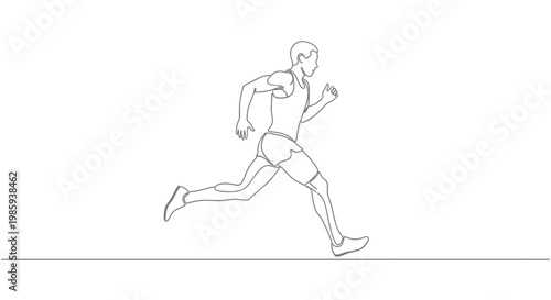 Runner Athlete Motion Line Drawing