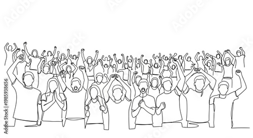 Crowd Cheering and Clapping Hands in Excitement - Vector Illustration