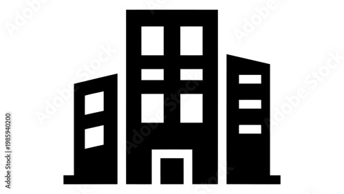 Modern city building icon, flat design vector illustration of commercial office architecture isolated on white backgroun
