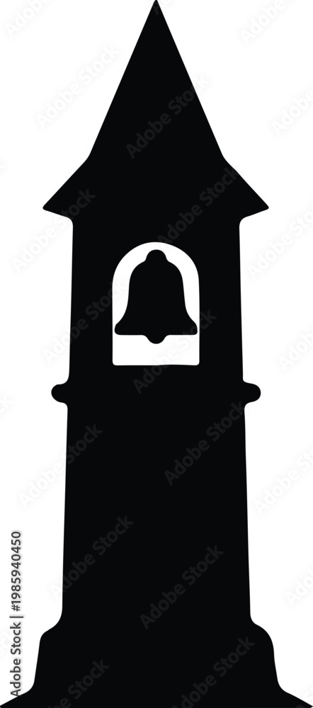 Fototapeta premium Silhouette of a classic church bell tower architecture vector design