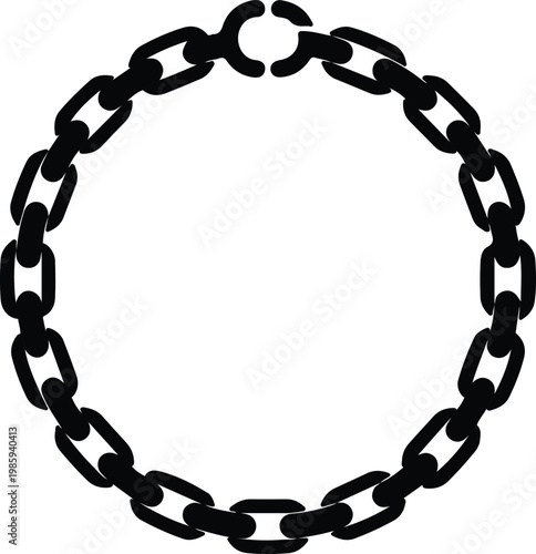 Silhouette of a broken metal chain circle frame vector design