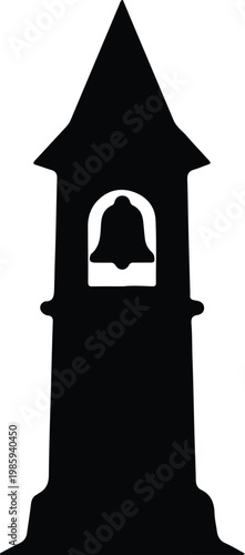 Silhouette of a classic church bell tower architecture vector design