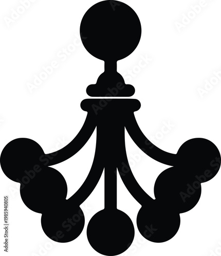 Silhouette of a modern chandelier light fixture for interior vector design