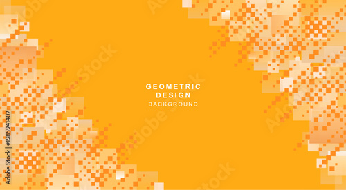 四角形で組み合わせたオレンジ色の幾何学的な背景素材