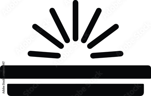 Silhouette of a rising sun over the horizon line vector design