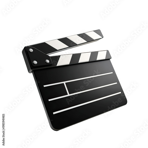 A black film clapper board on transparent background for cinematic projects