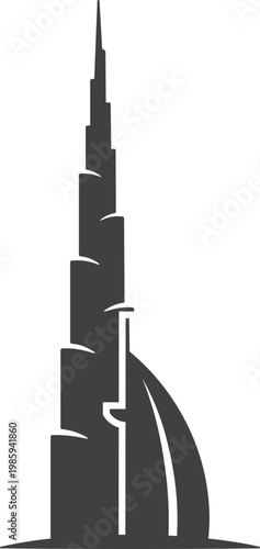 Photos Dubai minimal vector icon featuring Burj Khalifa clean silhouette design