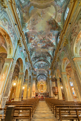 VERCELLI, ITALY - JANUARY 16, 2026: The baroque fresco in the nave of church ...