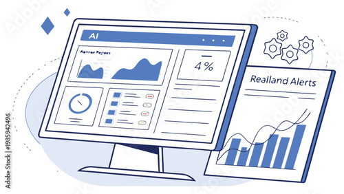 Digital banking and FinTech illustration set, featuring AI financial automation, mobile payments, data servers, and online security concepts.