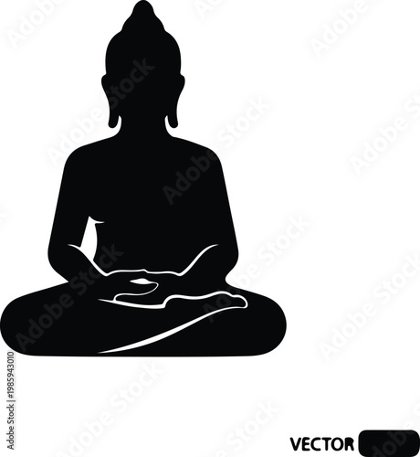 Silhouette of Buddha sitting in lotus meditation pose vector design