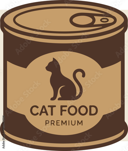 Brown Can of Cat Food Product.