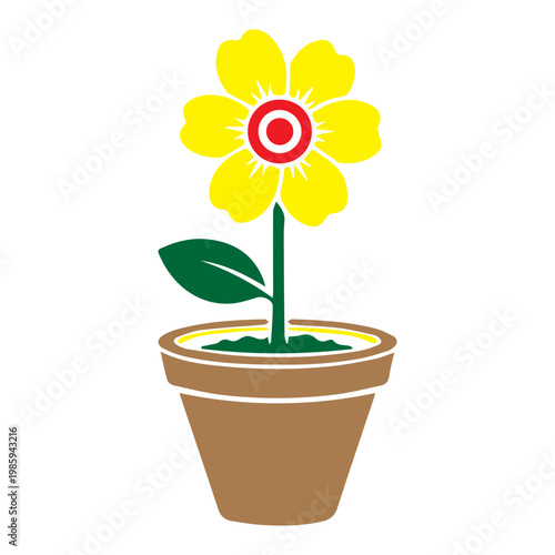 Yellow Flower In A Pot