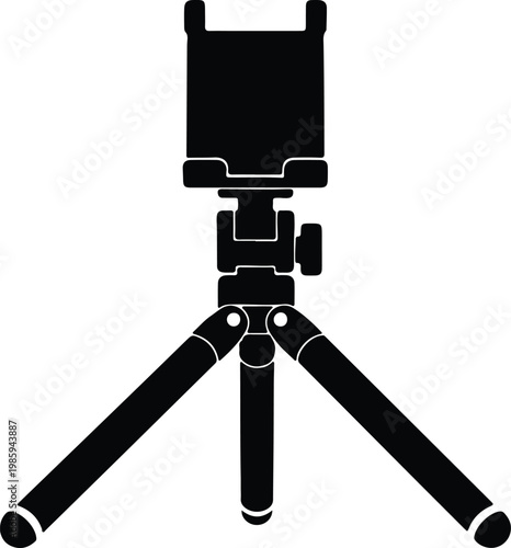 Silhouette of smartphone tripod stand for mobile photography vector design