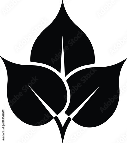 Silhouette of three organic leaves for natural health eco vector design