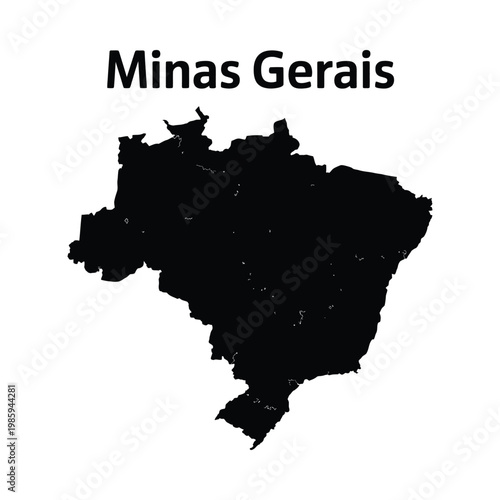 A stark black silhouette of minas gerais a brazilian state is prominently displayed high quality