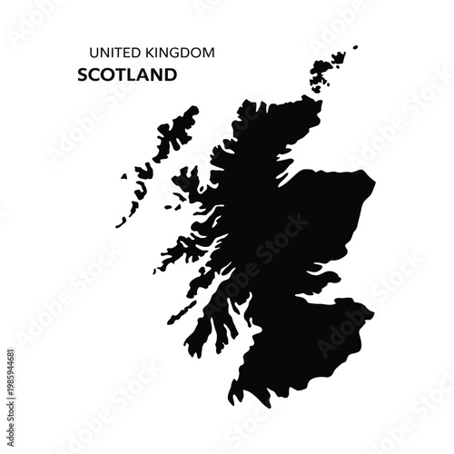 A minimalist graphic depicts the outline of scotland against a stark white background labeled clearly
